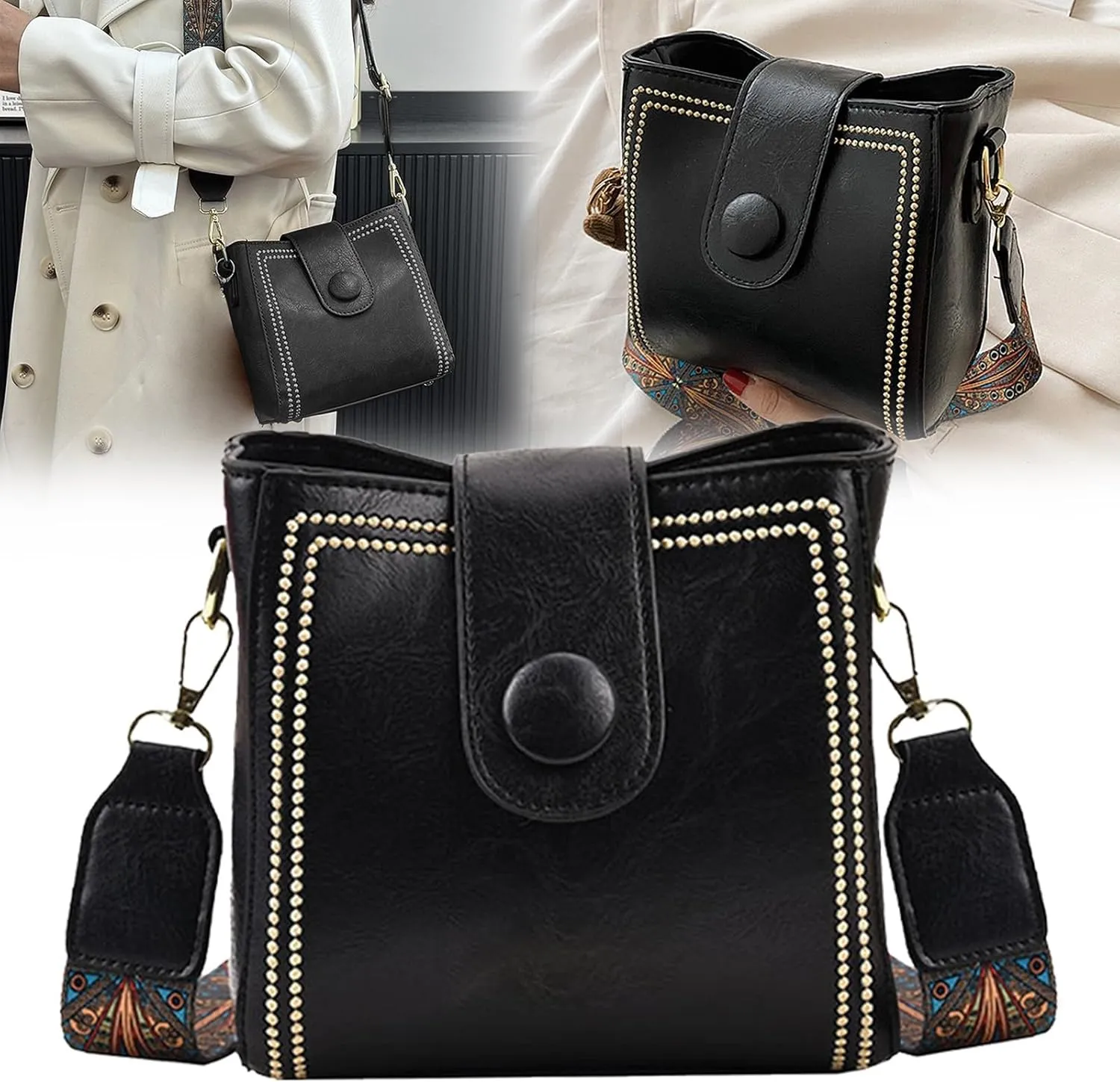 2025 New Bootara Bucket Bag, Bootara Women's Vintage Bunny Charm Bucket Bag, Stylish Minimalist Leather Purse