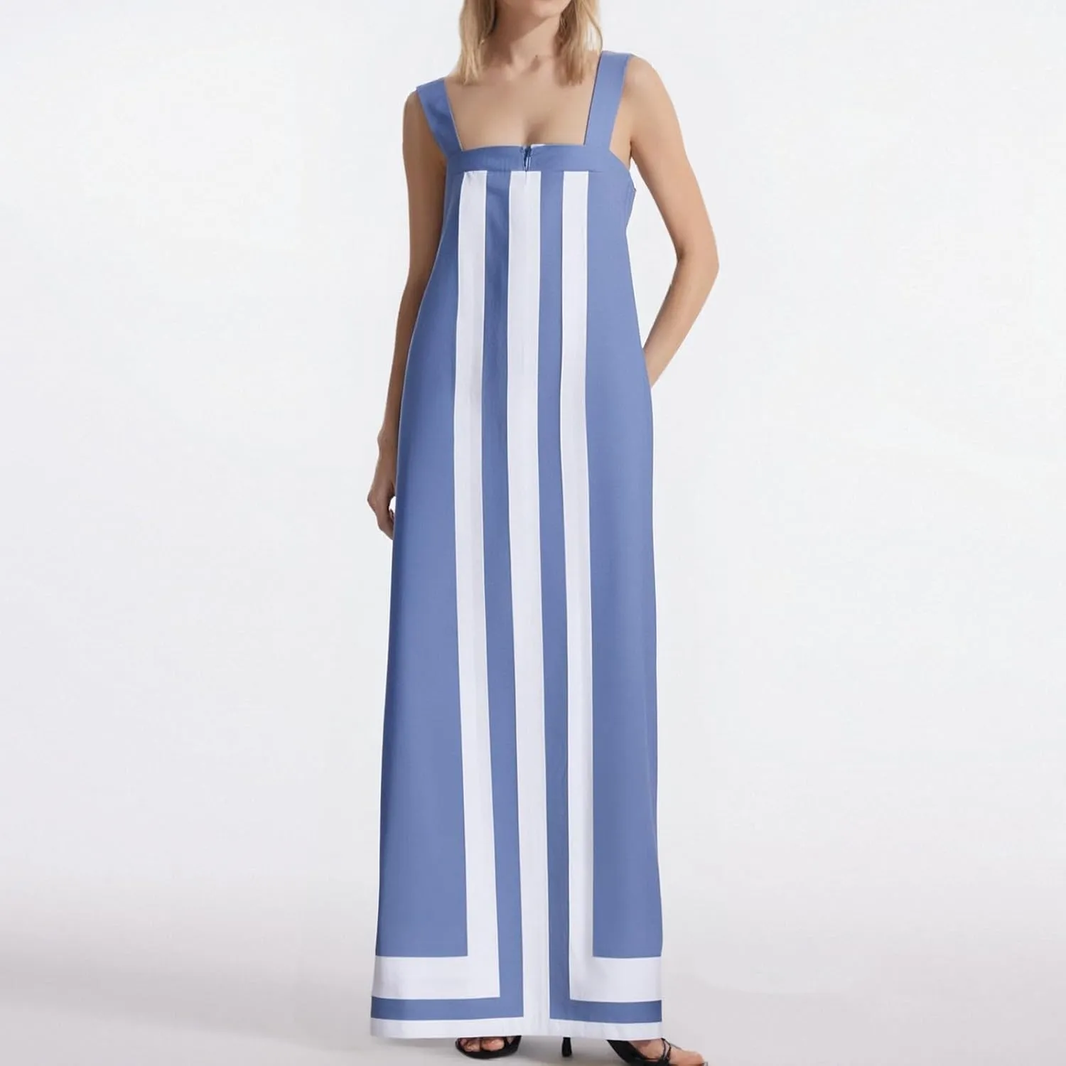2025 Summer Bohemian Floral Dress for Women Casual Color Block Maxi Beach Overall Dress Coverups
