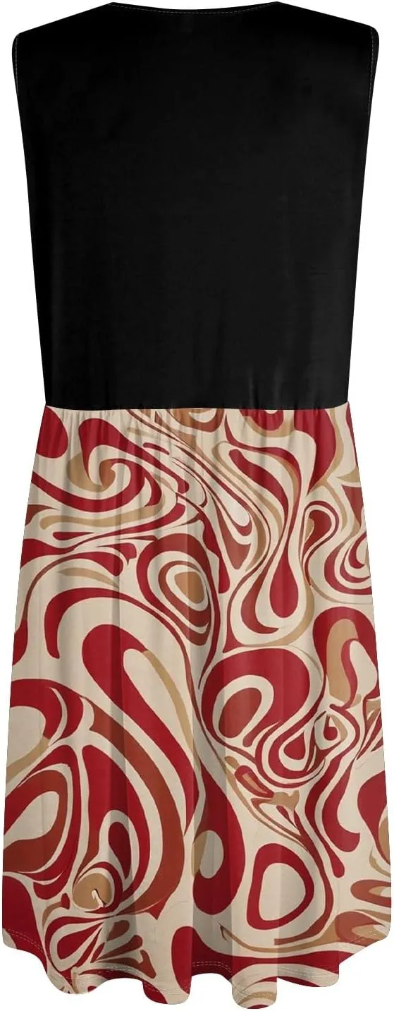 2025 Women Stripes Summer Dresses Beach Vacation Clothes with Pockets Wear Swing Button Down Midi Sundress Sleeveless