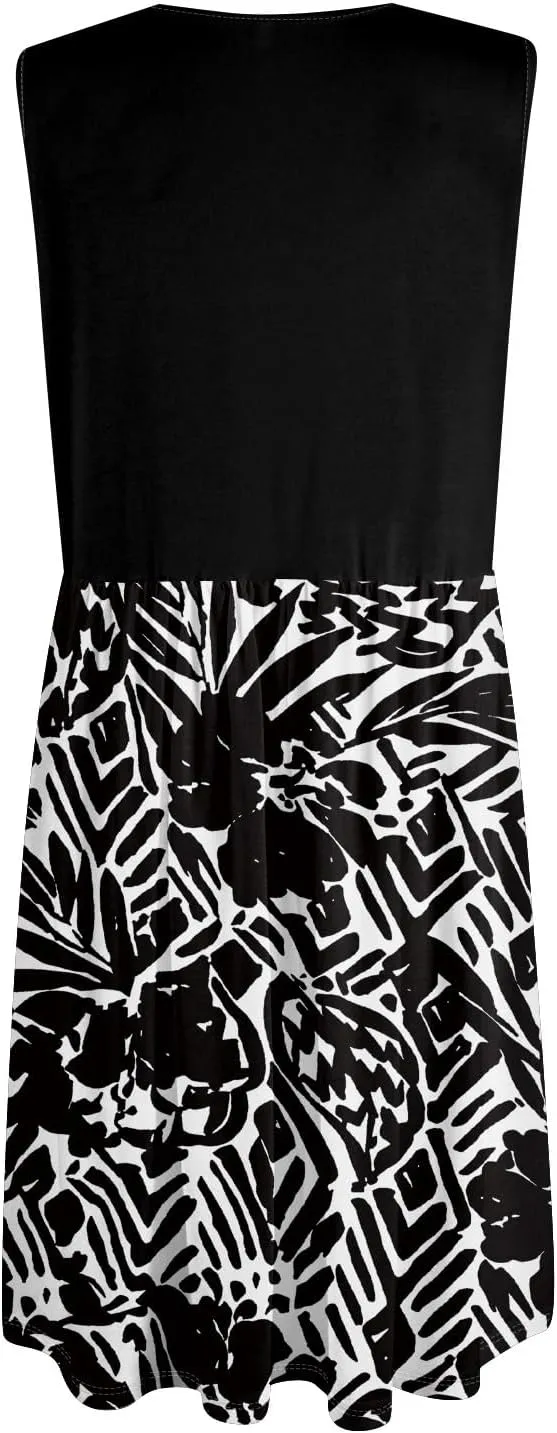2025 Women Stripes Summer Dresses Beach Vacation Clothes with Pockets Wear Swing Button Down Midi Sundress Sleeveless