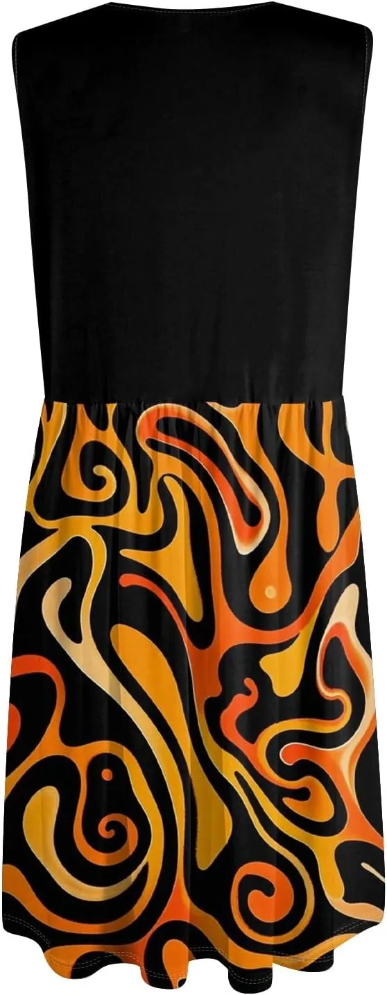 2025 Women Stripes Summer Dresses Beach Vacation Clothes with Pockets Wear Swing Button Down Midi Sundress Sleeveless