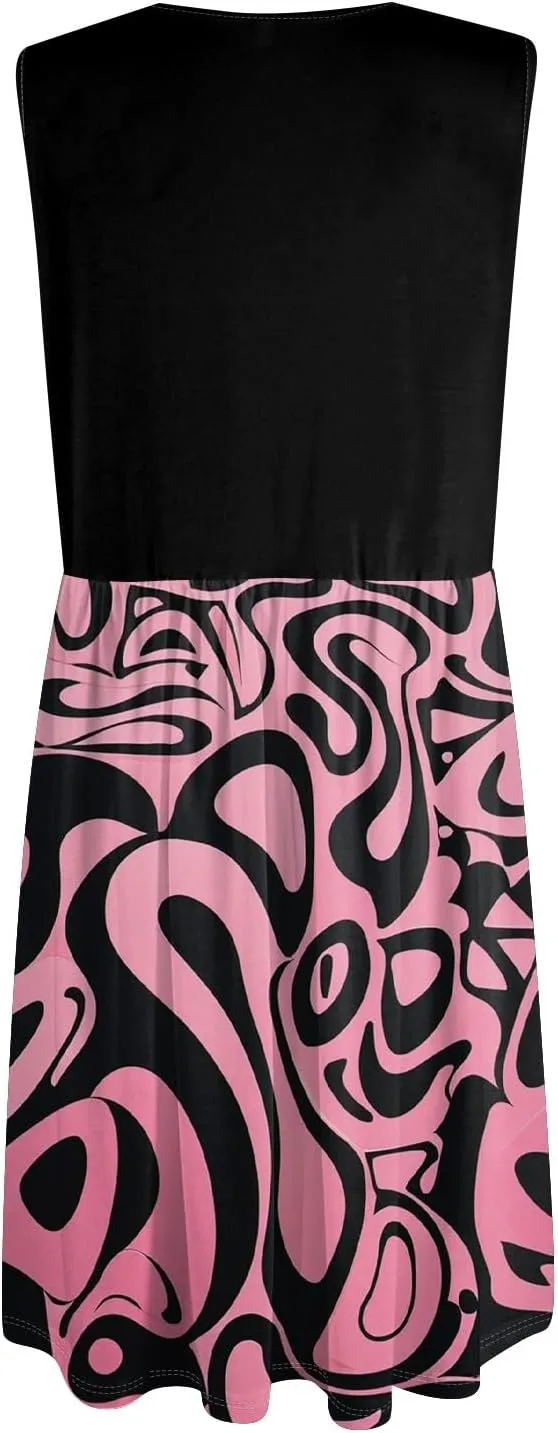 2025 Women Stripes Summer Dresses Beach Vacation Clothes with Pockets Wear Swing Button Down Midi Sundress Sleeveless