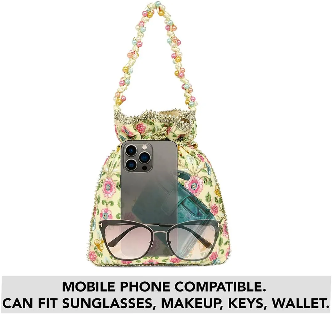 Aheli Potli Bag Gift for Women Handmade Evening Wristlet Handbag Stylish Bridal Purse Fashion Bag
