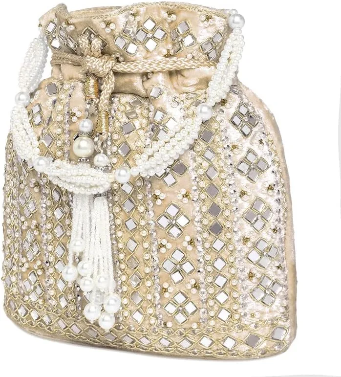 Aheli Potli Purses Gift for Women Handmade Evening Handbag Stylish Bridal Fashion Wristlet Bag