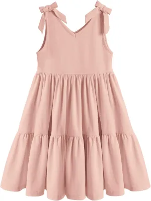 Arshiner Toddler Girl Summer Dress Little Girls Casual Beach Party Bowknot Sling Sundress with Pocket 1-7t