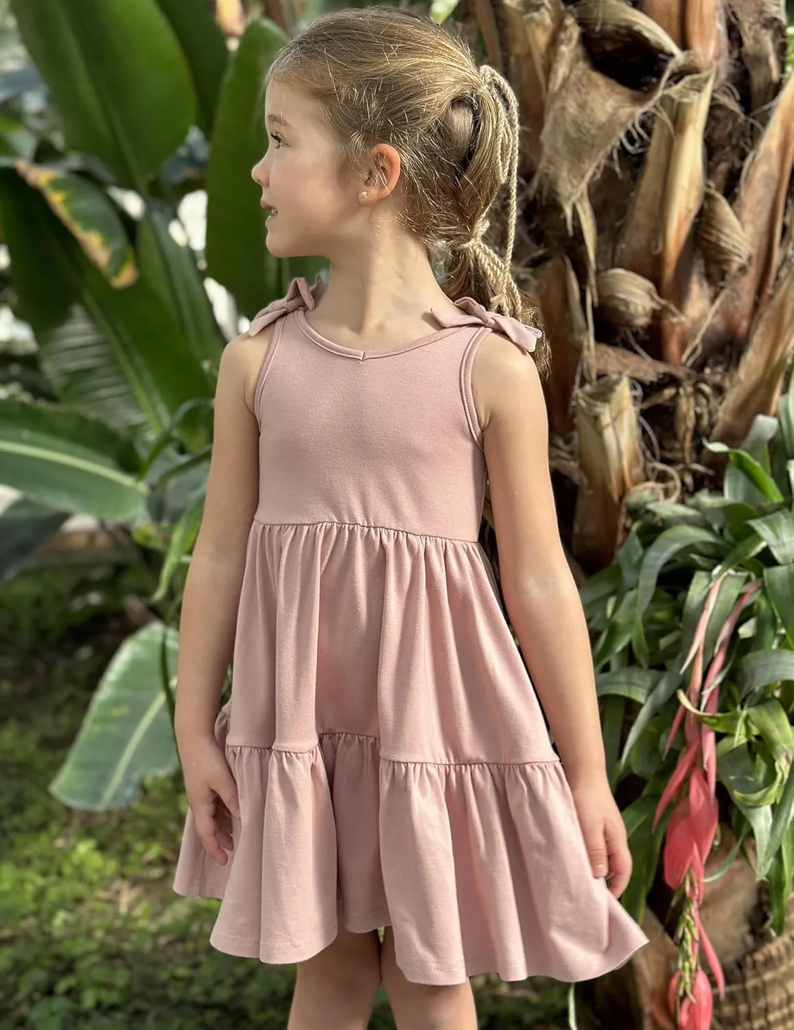Arshiner Toddler Girl Summer Dress Little Girls Casual Beach Party Bowknot Sling Sundress with Pocket 1-7t