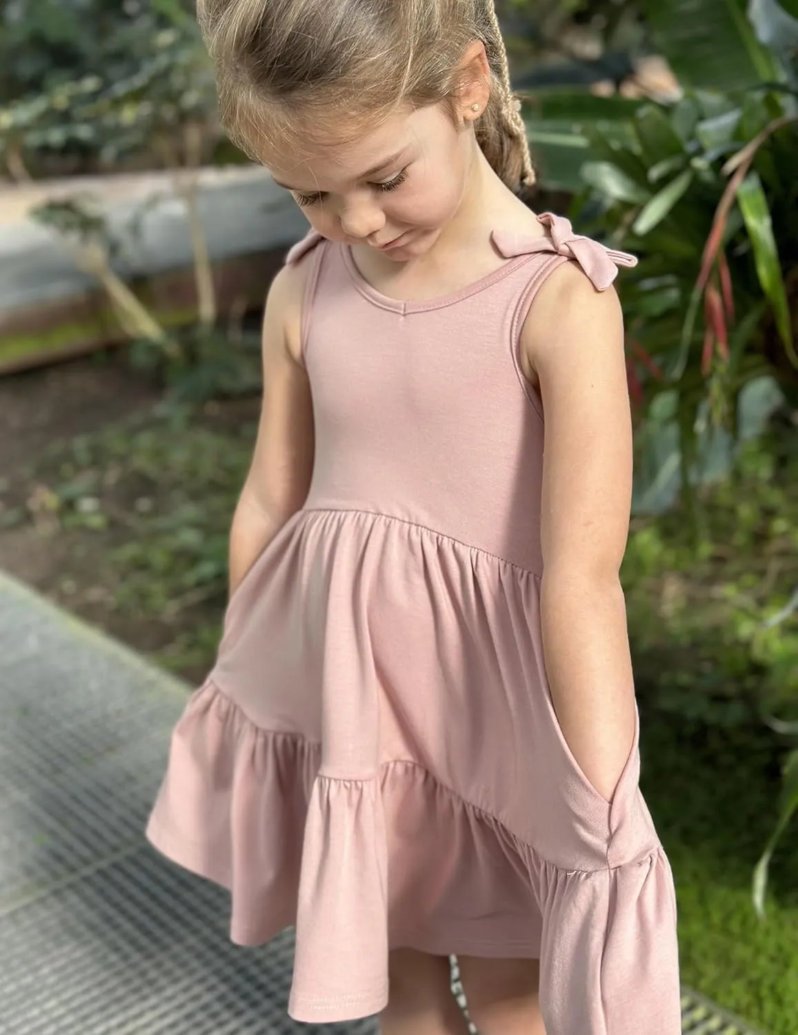 Arshiner Toddler Girl Summer Dress Little Girls Casual Beach Party Bowknot Sling Sundress with Pocket 1-7t