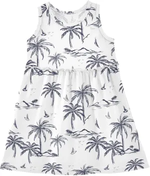 Aslsiy Toddler Girl Summer Sleeveless Dress Girls Dress Cotton Casual Beach Sundress 2-8T