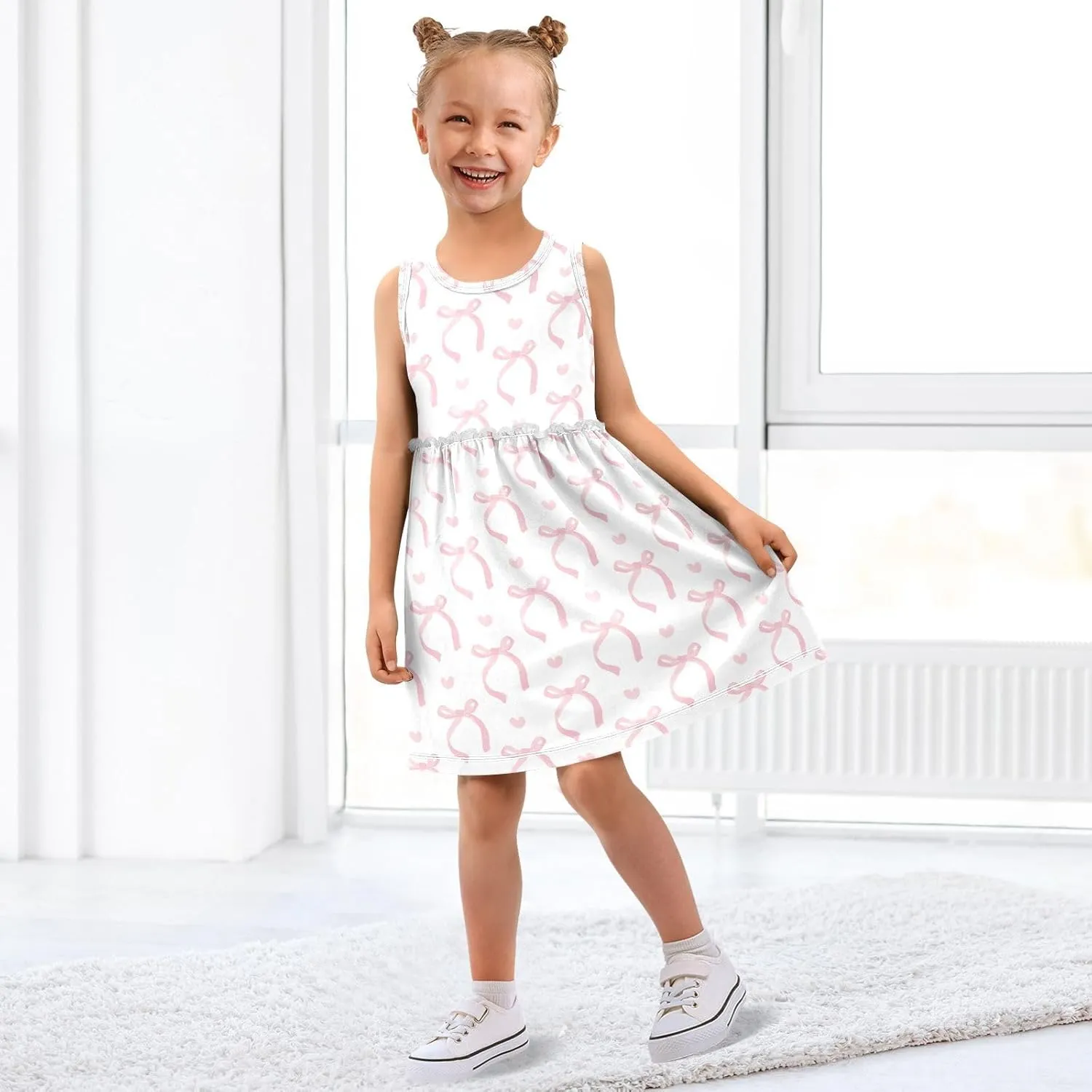 Aslsiy Toddler Girl Summer Sleeveless Dress Girls Dress Cotton Casual Beach Sundress 2-8T