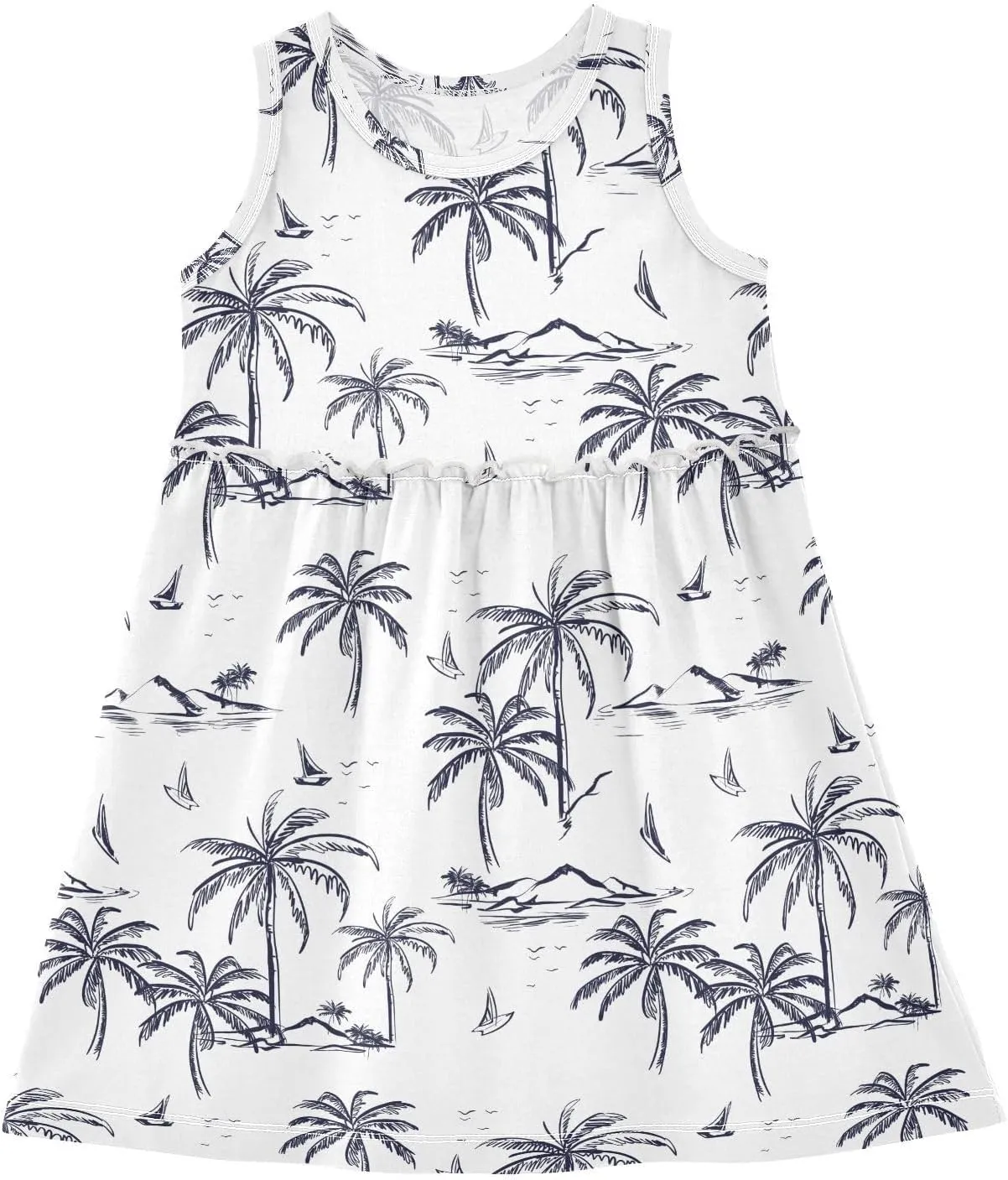 Aslsiy Toddler Girl Summer Sleeveless Dress Girls Dress Cotton Casual Beach Sundress 2-8T