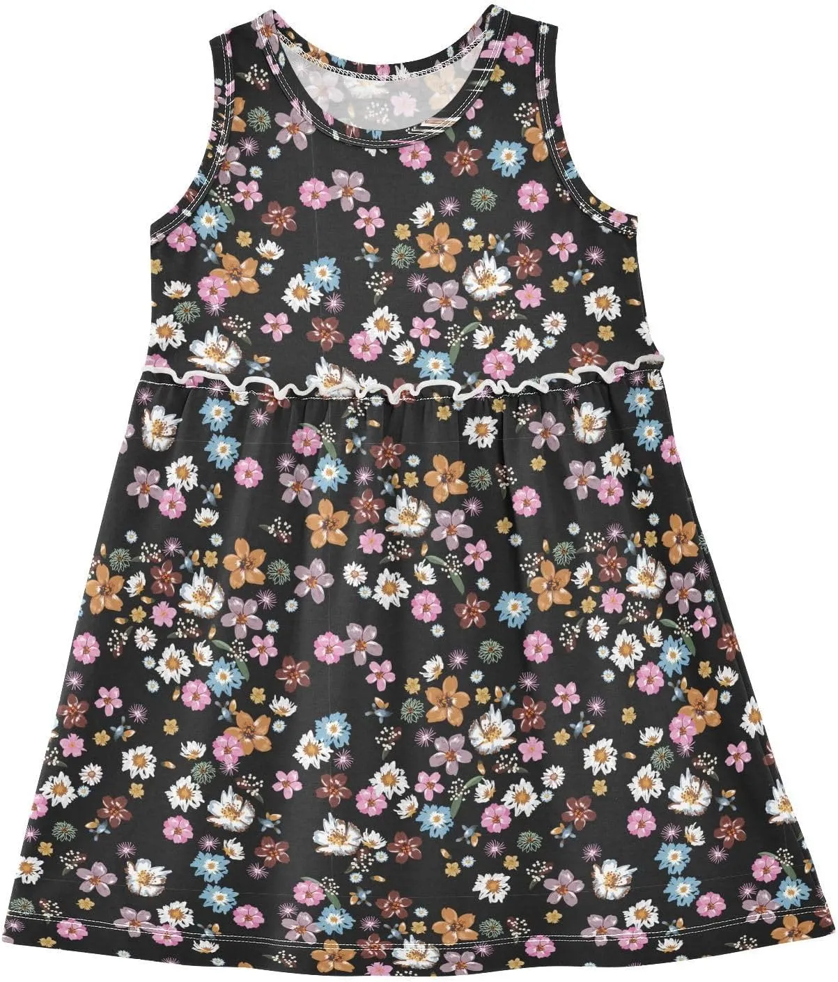 Aslsiy Toddler Girl Summer Sleeveless Dress Girls Dress Cotton Casual Beach Sundress 2-8T
