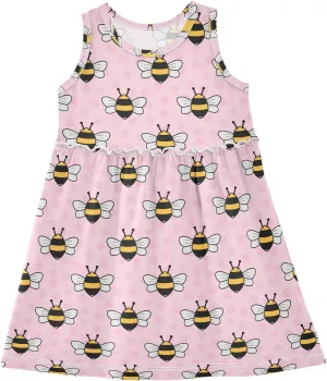Aslsiy Toddler Girl Summer Sleeveless Dress Girls Dress Cotton Casual Beach Sundress 2-8T