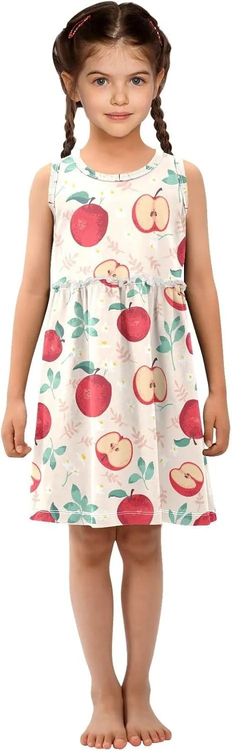 Aslsiy Toddler Girl Summer Sleeveless Dress Girls Dress Cotton Casual Beach Sundress 2-8T