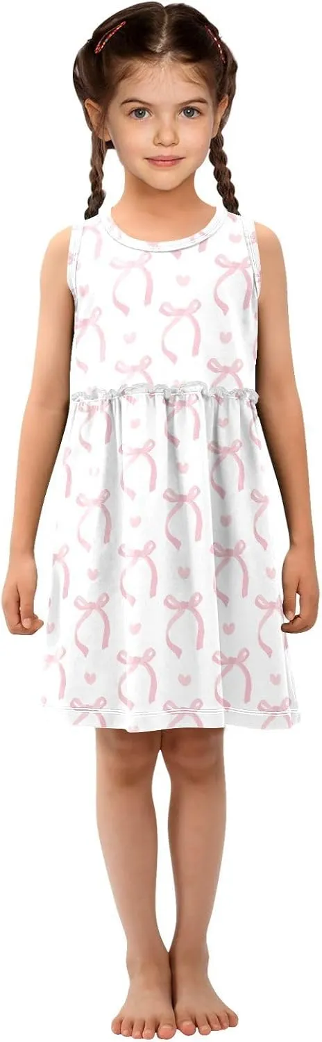 Aslsiy Toddler Girl Summer Sleeveless Dress Girls Dress Cotton Casual Beach Sundress 2-8T