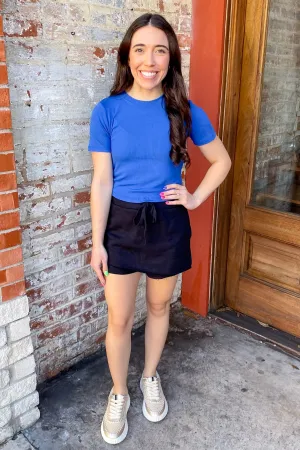 Athleisure Essential Micro Ribbed Blue Top