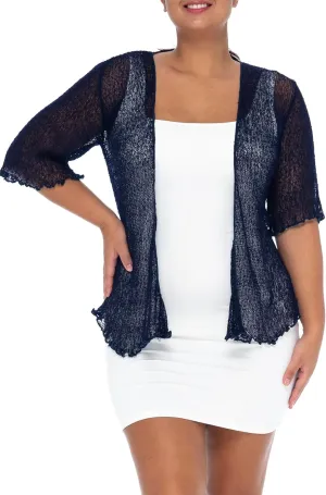 Back From Bali Womens Plus Size Shrug Short Sleeve Sheer Cardigan Lightweight Knit Bolero Arm Cover 2x 3x 4x