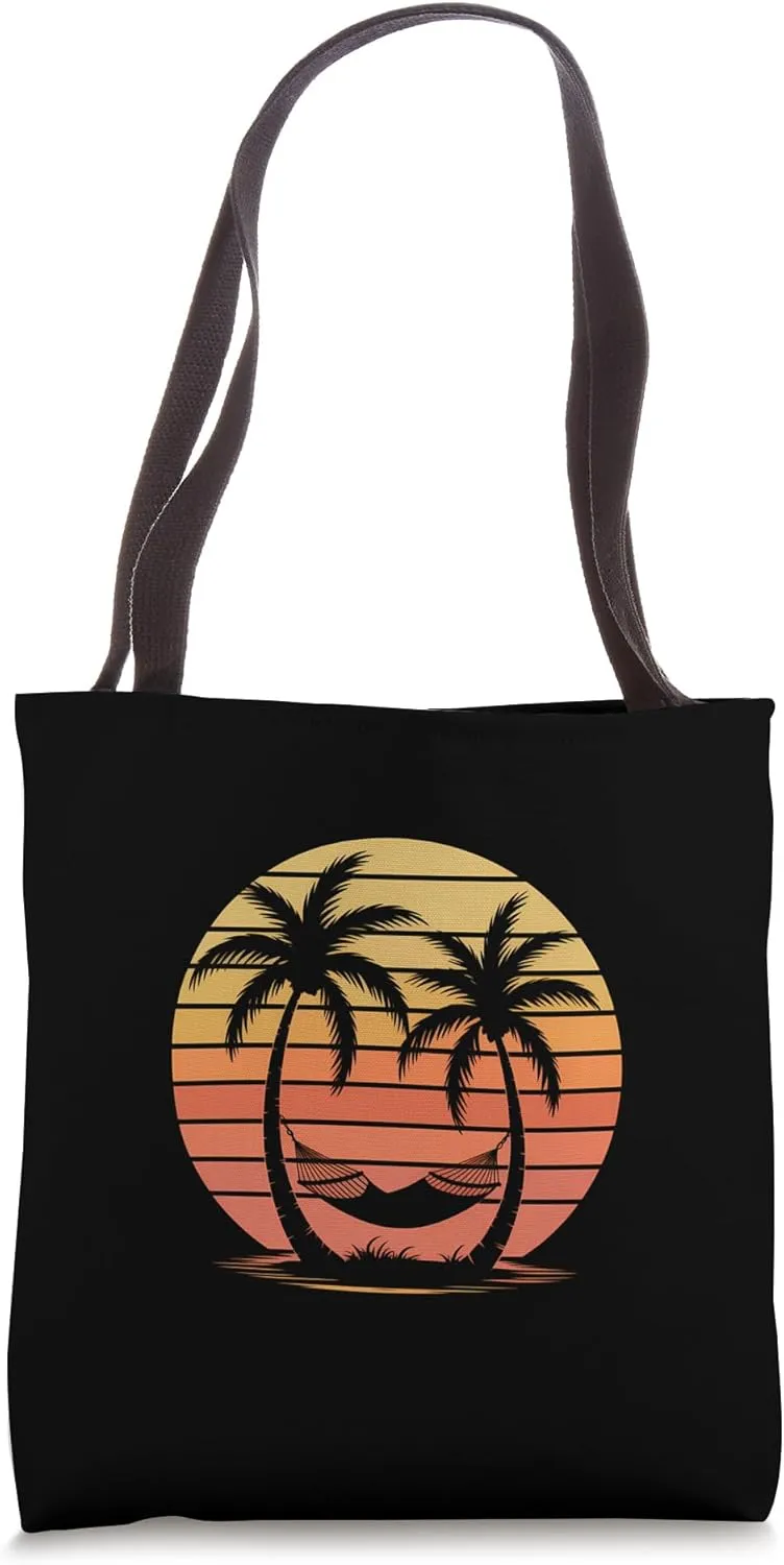 Beach Hammock Sunset Palm Tree Vacation Vibes Tote Bag