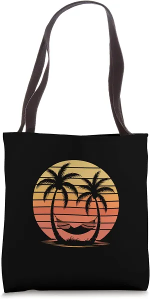 Beach Hammock Sunset Palm Tree Vacation Vibes Tote Bag
