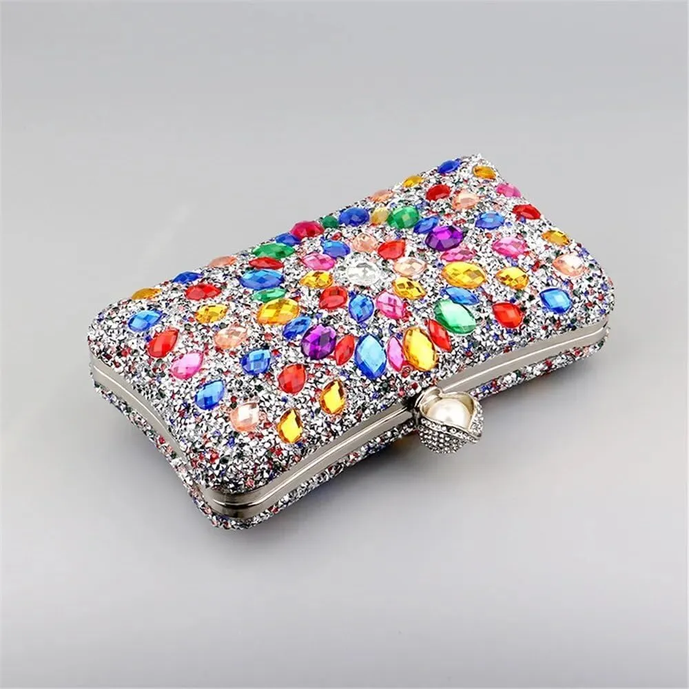 Bling Rhinestone Evening Purse Crystal Diamond Ladies Dinner Clutch Bag Banquet Wedding Party Shoulder Handbag Money Bag Bags (Color : Rose Red, Size : 20X10.5X6.5cm)