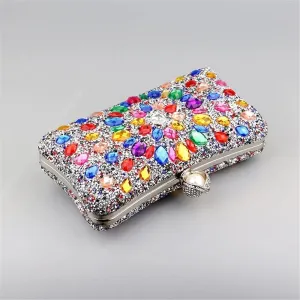 Bling Rhinestone Evening Purse Crystal Diamond Ladies Dinner Clutch Bag Banquet Wedding Party Shoulder Handbag Money Bag Bags (Color : Rose Red, Size : 20X10.5X6.5cm)