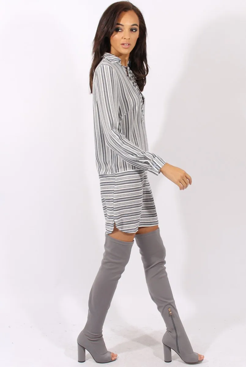 Blue & White Stripe Shirt Dress - Lavern