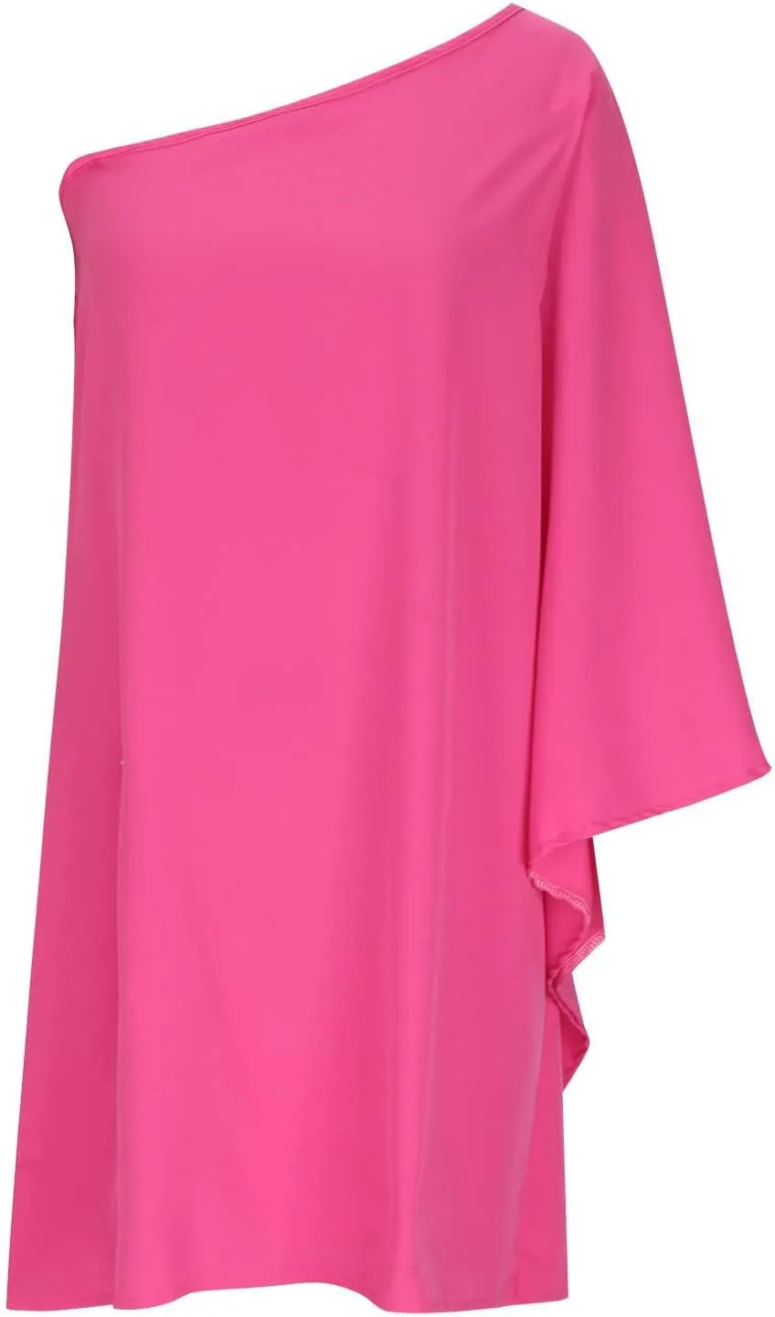 Bohemian Dress for Women, Women Casual Fashion Loose Printed One Shoulder Doll Sleeve Dress