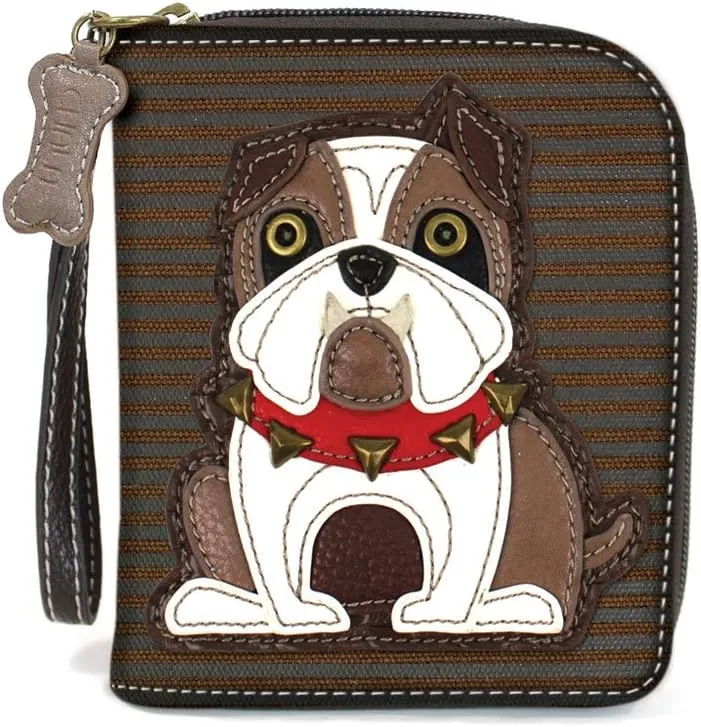 CHALA Charming Deluxe Wallet with Credit Cards Slots, Wristlet, Wallet for Dog Lovers (Pitbull Bulldog)