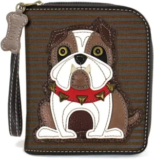 CHALA Charming Deluxe Wallet with Credit Cards Slots, Wristlet, Wallet for Dog Lovers (Pitbull Bulldog)
