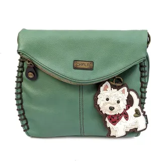 CHALA Charming Flap and Zipper Cross-Body Purse or Shoulder Handbag with Keyfob -Teal