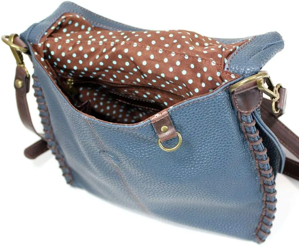 CHALA Charming Flap and Zipper Cross-Body Purse or Shoulder Handbag with Keyfob -Teal