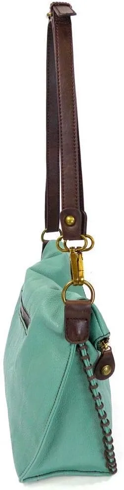 CHALA Charming Flap and Zipper Cross-Body Purse or Shoulder Handbag with Keyfob -Teal