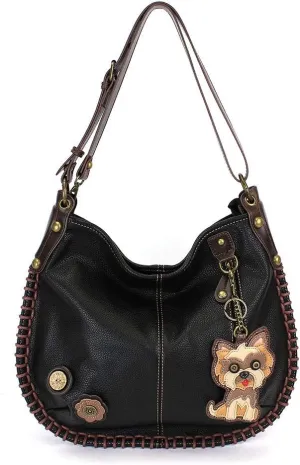Chala Charming Hobo Crossbody Purse "Yorkshire Terrier" - Dark Brown
