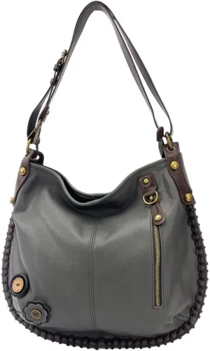 CHALA Handbag Charming Cross-body or Shoulder Convertible Large Hobo Bag - Grey (Bags Only- No Key Fob)