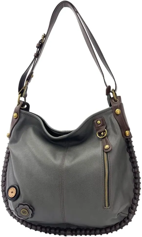 CHALA Handbag Charming Cross-body or Shoulder Convertible Large Hobo Bag - Grey (Bags Only- No Key Fob)