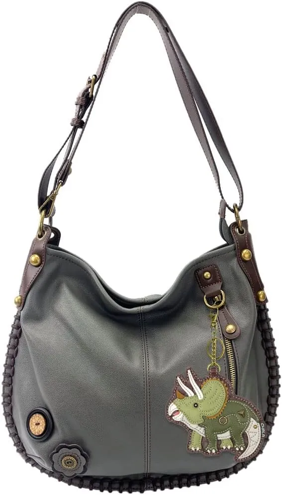 CHALA Handbag Charming Cross-body or Shoulder Convertible Large Hobo Bag - Grey