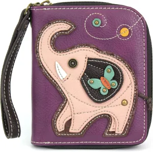 Charming Chala Wallet Credit Cards Coins Wristlet (Purple Elephant)
