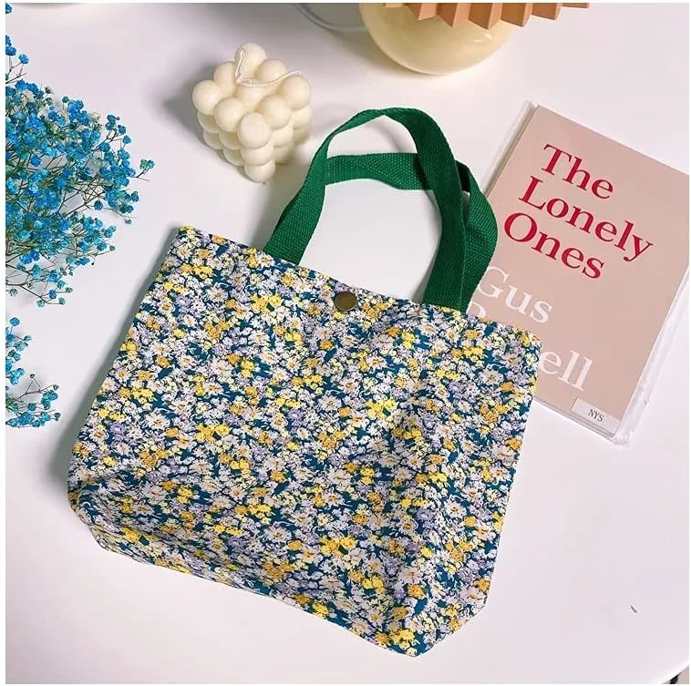 Charming Floral Cloth Mini Tote Bag 9x8x3in