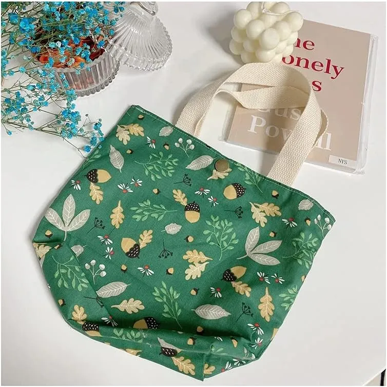 Charming Floral Cloth Mini Tote Bag 9x8x3in