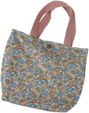 Charming Floral Cloth Mini Tote Bag 9x8x3in