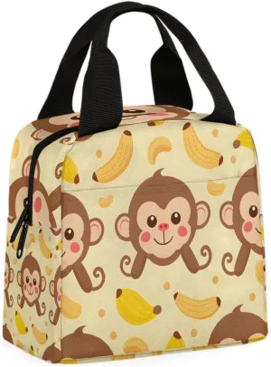 Charming Monkey Lunch Bag funny monkey Tote Lunch Bag Reusable Lunch Box Leakproof Cooler Bag