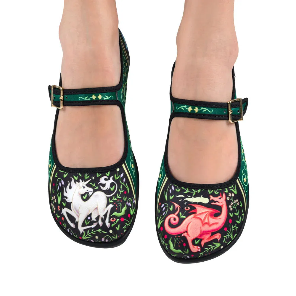 Chocolaticas Medieval Bestiary Women's Mary Jane Flat Shoes