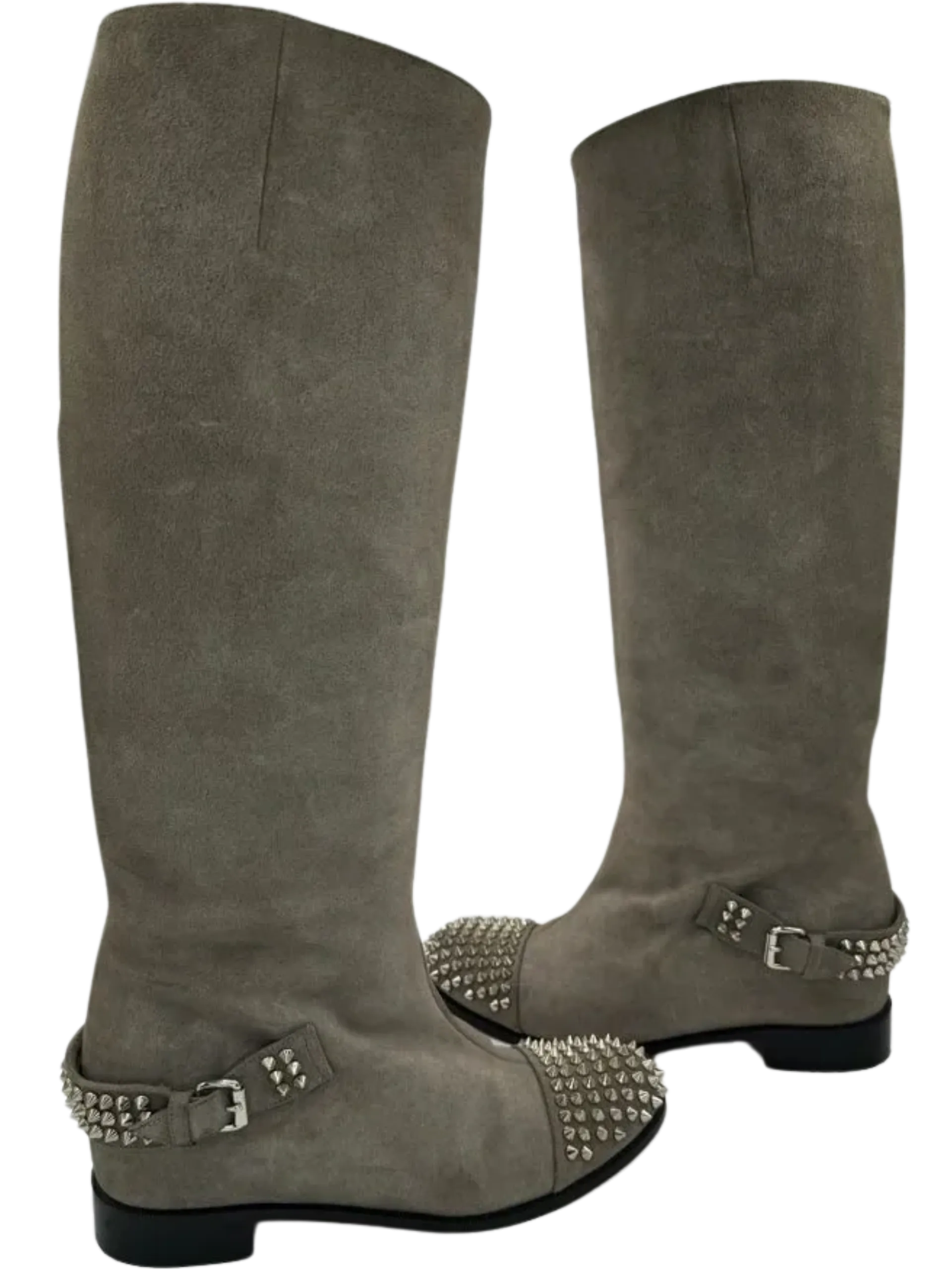Christian Louboutin Egountina Gray Spike Suede Knee Boots Sz 39 $1500