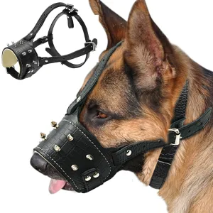 Cool Spiked Studded Pu Leather Dog Muzzle Anti Biting Padded Dogs Traning Muzzle No Bark Pet Mask For Pitbull Labrador