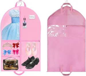Dance Garment Bags with Accessory Pockets 40" Girls Dance Costume Garment Bag Girls Hanging Clothes Storage Cover For Dancers Travel Storage