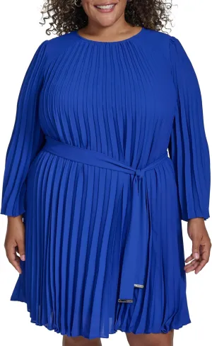 DKNY Women's Long Sleeve Tie A-line Mini Dress