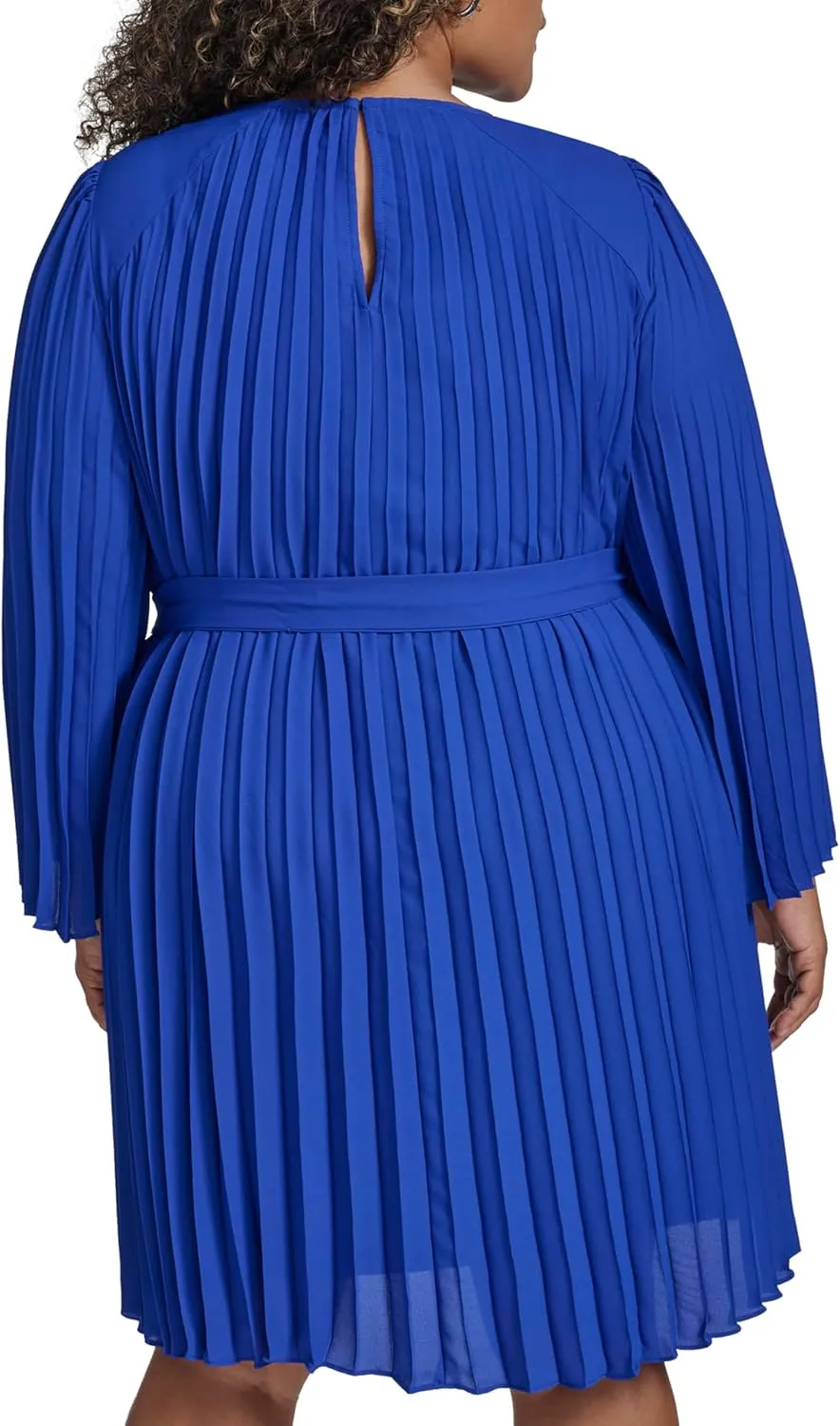 DKNY Women's Long Sleeve Tie A-line Mini Dress