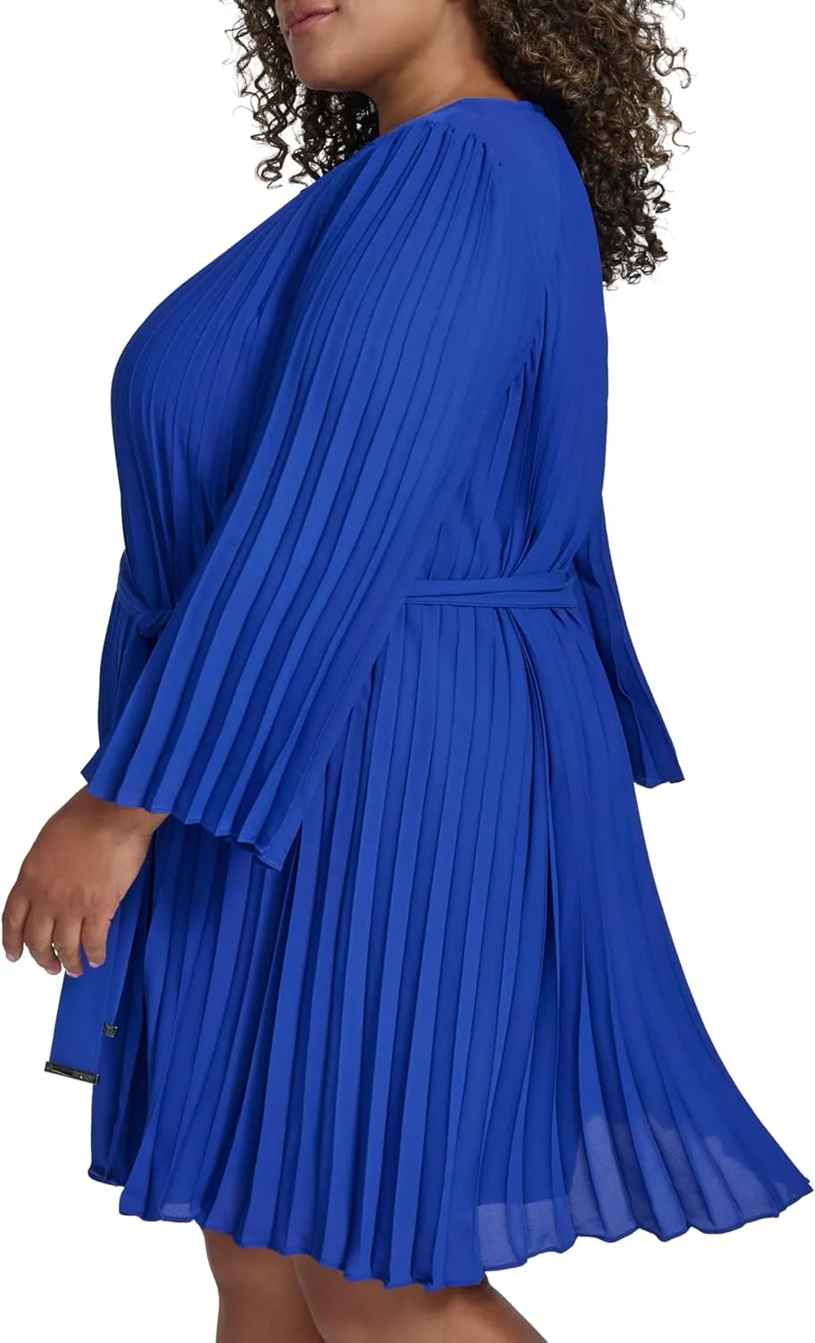 DKNY Women's Long Sleeve Tie A-line Mini Dress