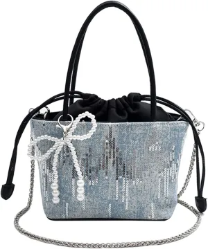 Drawstring Bucket Purse for Women Lightweight Top Handle Handbag and Crossbody Purse Stylish Women's Bucket Tote Bag