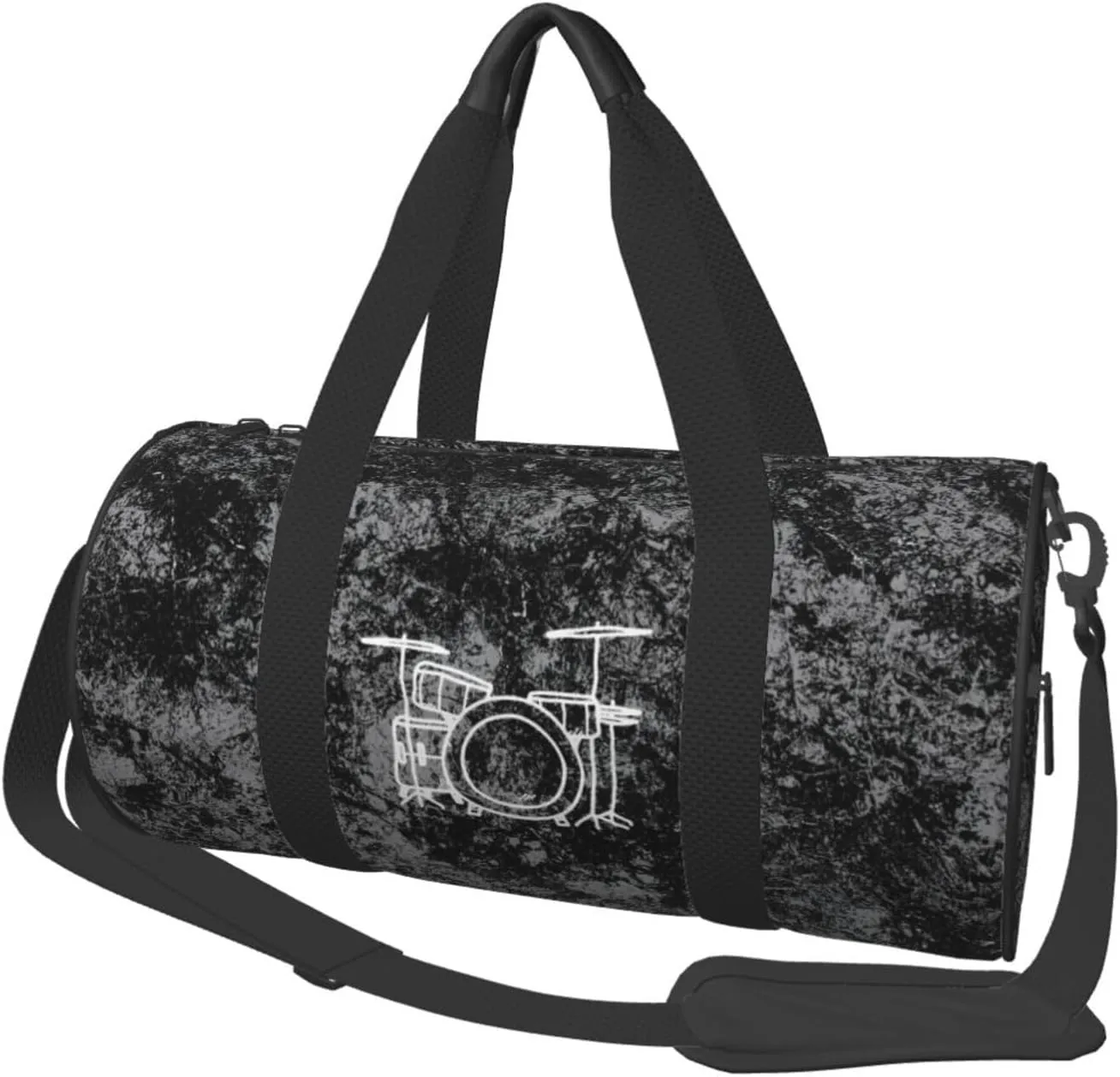 Drum Artistic Art Convertible Garment Bag with Shoulder Strap, Carry on Garment Duffel Bag for Men Women - Rolling Foldable for Travel Luggage Bags (Black)