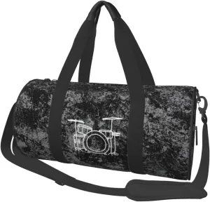 Drum Artistic Art Convertible Garment Bag with Shoulder Strap, Carry on Garment Duffel Bag for Men Women - Rolling Foldable for Travel Luggage Bags (Black)